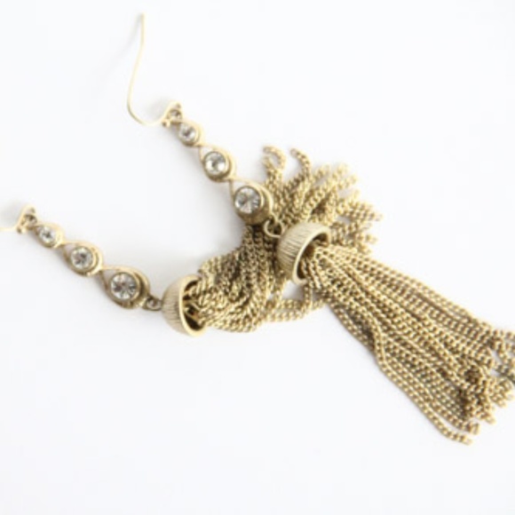 Lia Sophia Cubic Zirconia Earrings NEW Women Long Gold Tassels Jewelry - Picture 3 of 6